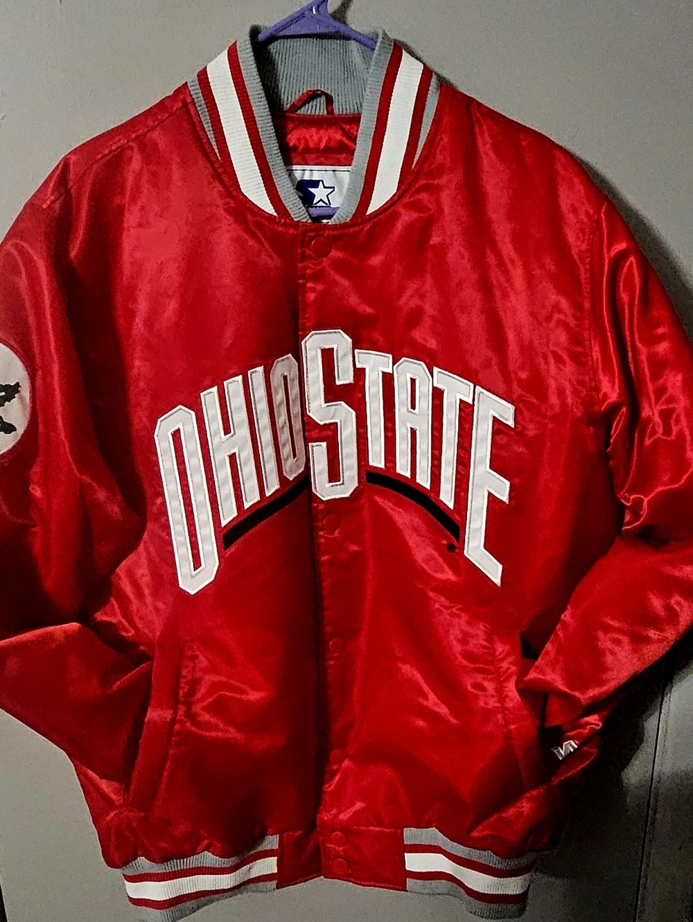 Authentic Starter Ohio State Button Up Varsity Jacket Red/White/Gray size XL
